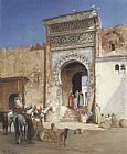 Victor Pierre Huguet Arabs Outside the Mosque painting